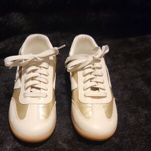 White and Gold Sneakers